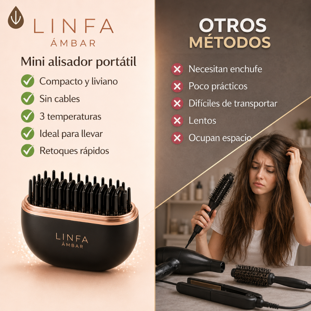 Linfa Ámbar | Cepillo Alisador Portátil Inalámbrico