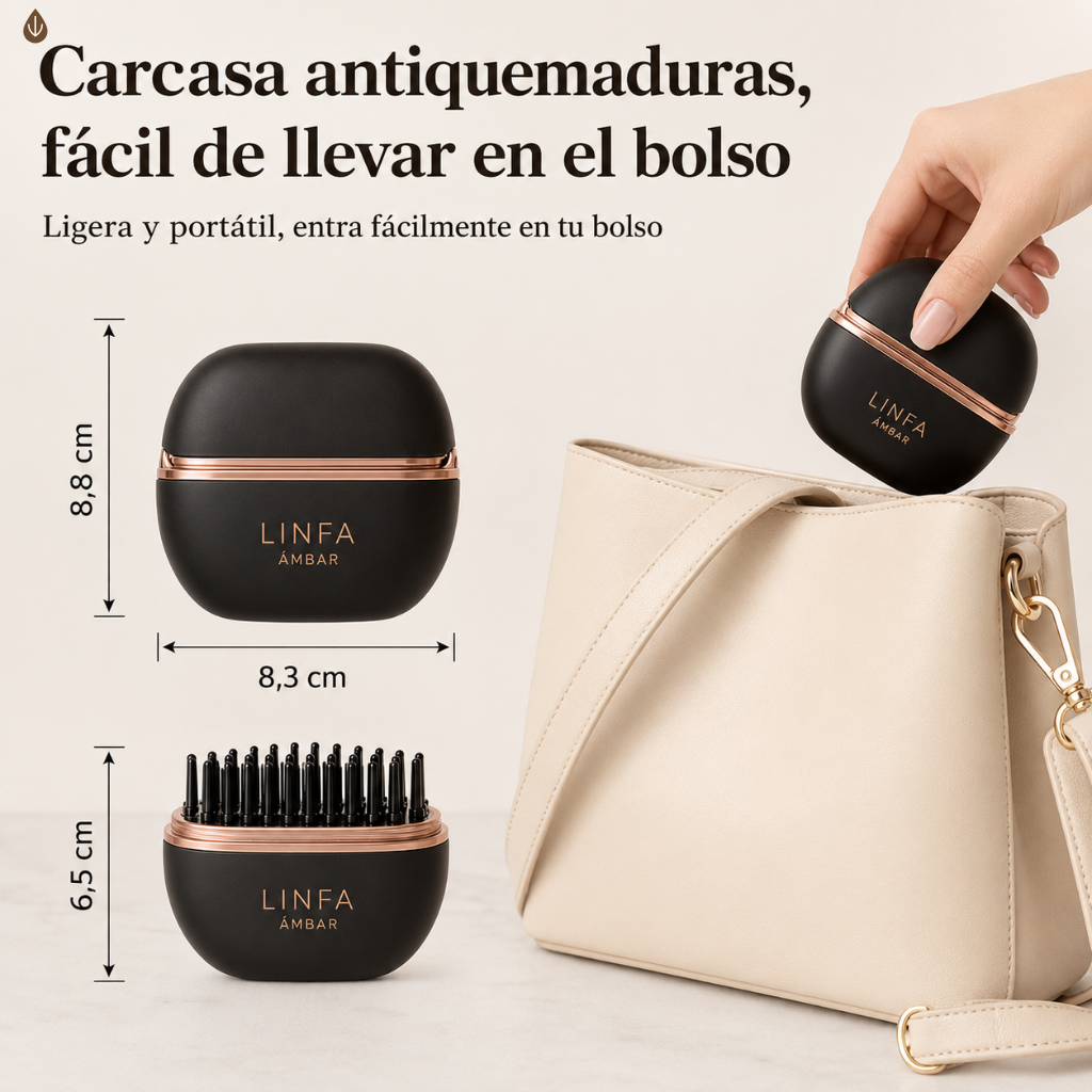 Linfa Ámbar | Cepillo Alisador Portátil Inalámbrico